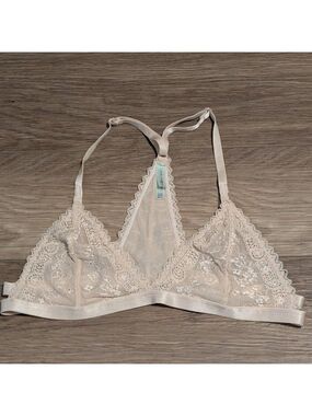 Anemone | Floral Lace Racerback Bralette Size M/L In Blush Pink